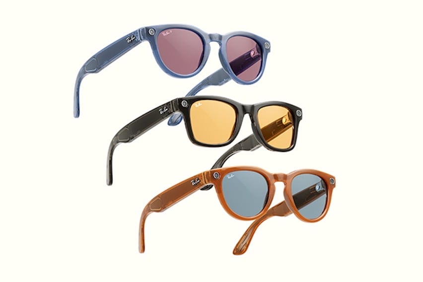 Image courtesy of the Meta Blog. Smart Glasses are customizable, with examples (from top to bottom) Jean, Rebel Black, and Caramel.

