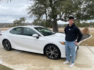 Luke Ringlein serviced this customer’s car and repurposed it for advertising, photo courtesy of Luke Ringlein.
