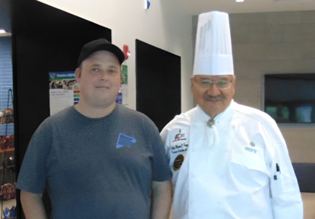 Cafeteria workers Rodney Bradley and Chef Mario Perez work hard preparing food for students and are some of the most dedicated members of staff.