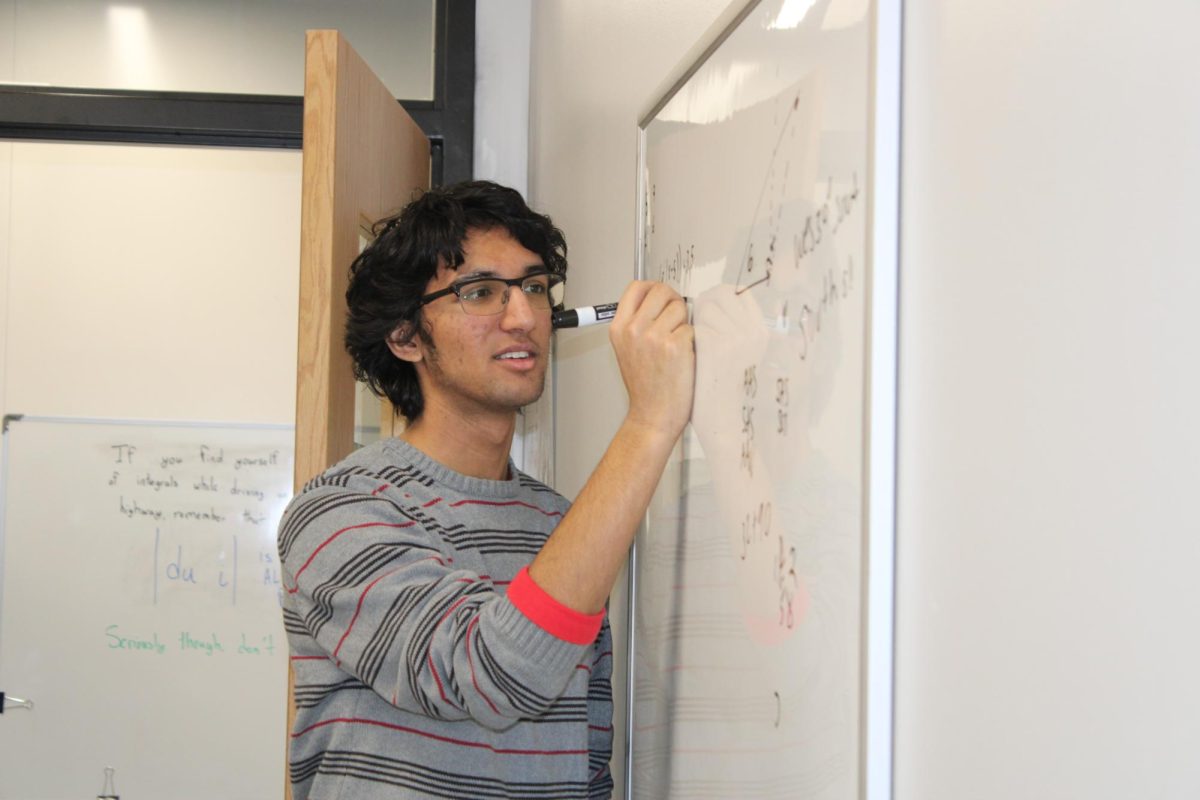 Mathematics UIL leader Keshav Singh works on math problems.
